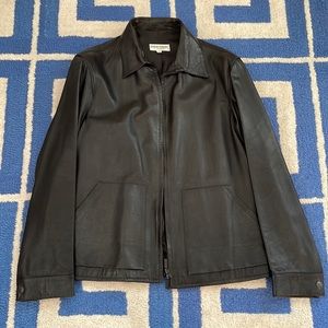 Giorgio Armani Mens Black Leather Jacket size 40